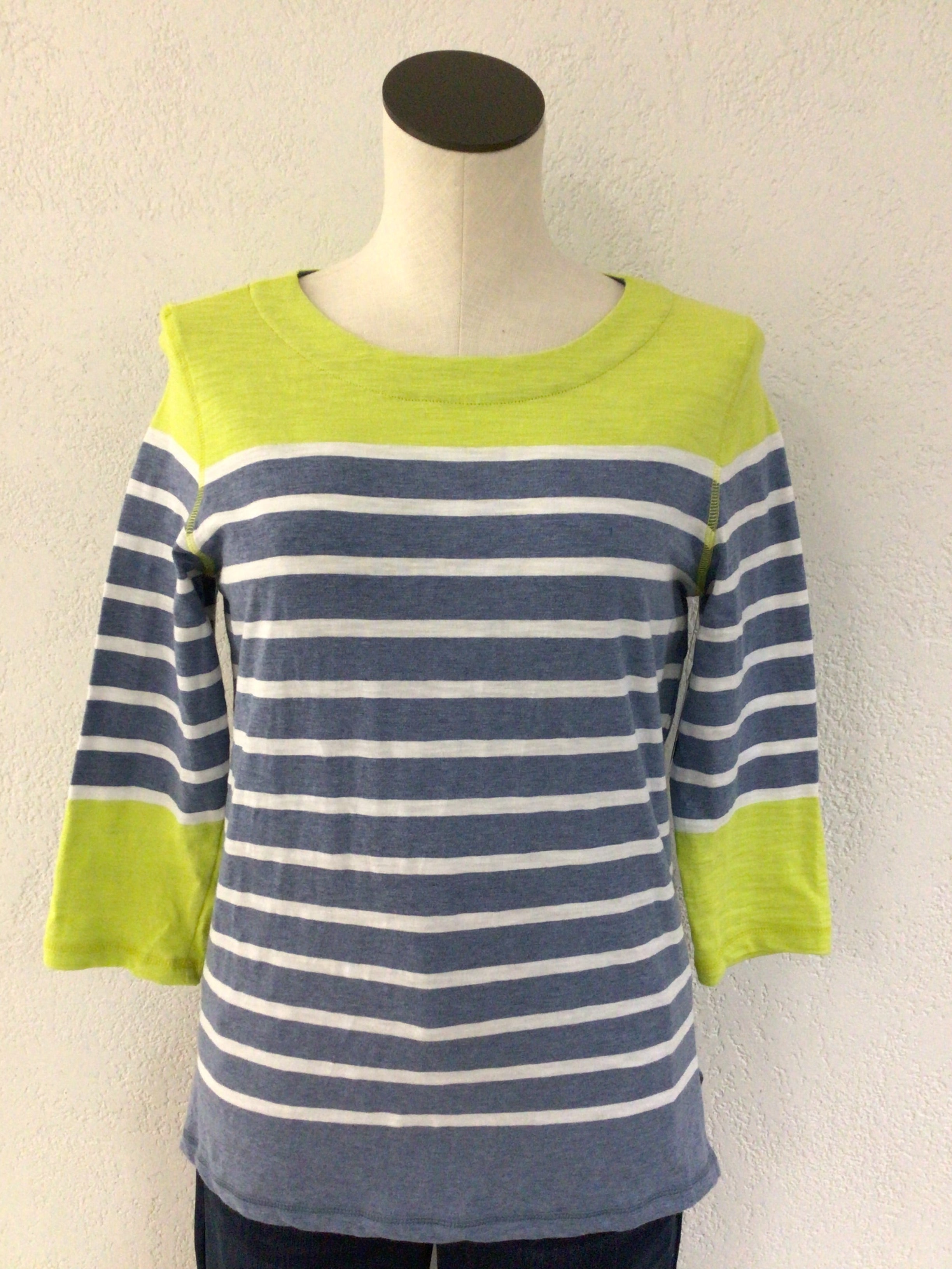 Tribal Lime Boat  Neck Top 1733O