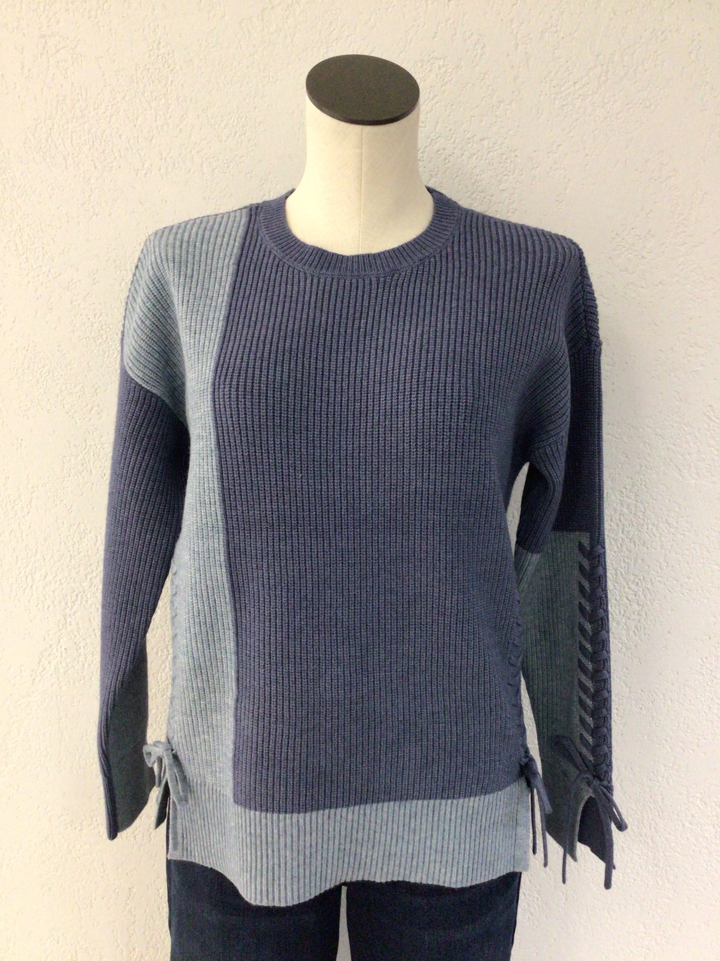 Charlie B Denim Color Block Sweater C2573