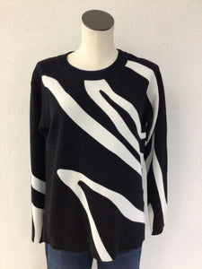 Charlie B Black Printed Sweater C2537
