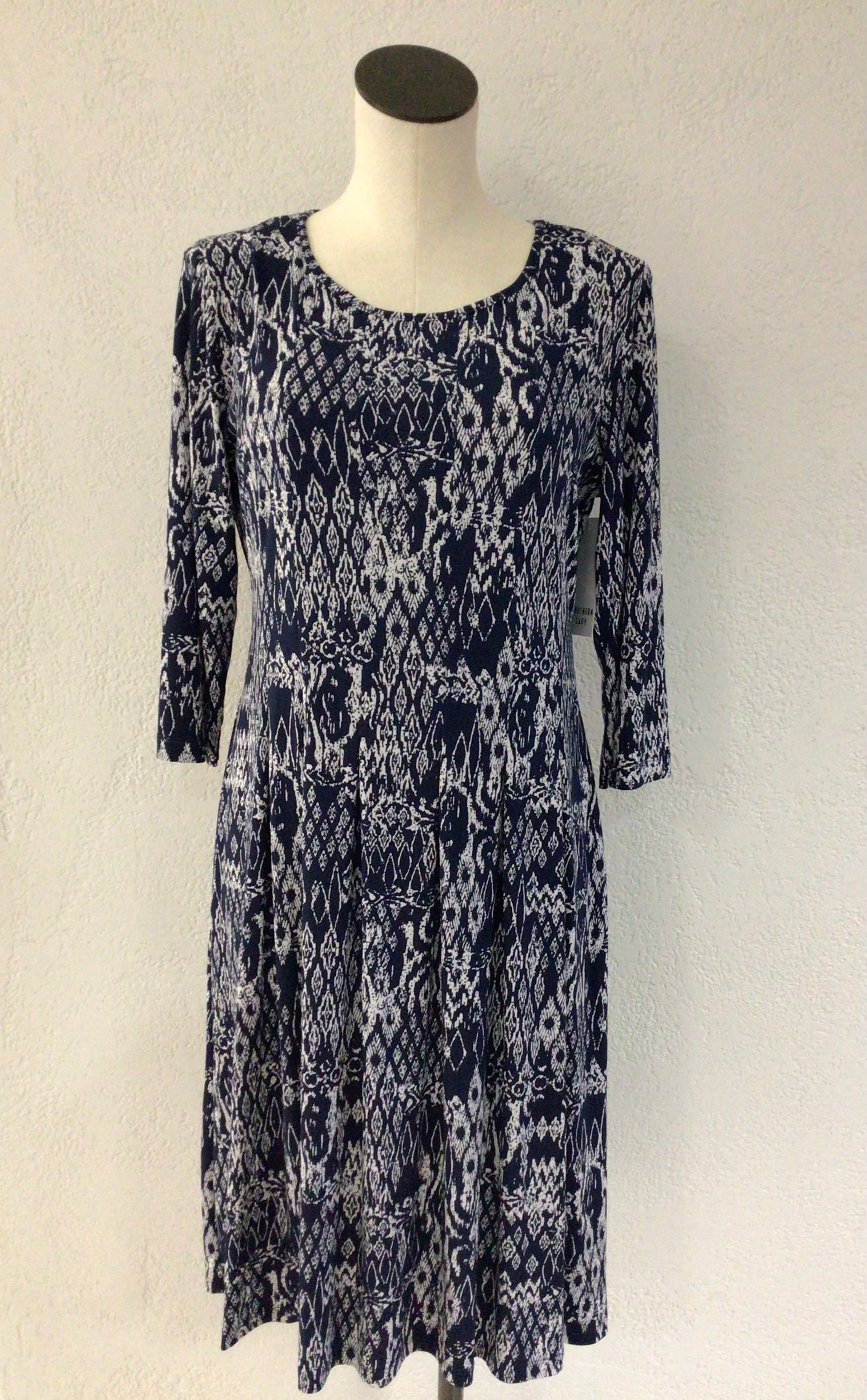 Southern Lady Navy and White Print Dress S2346