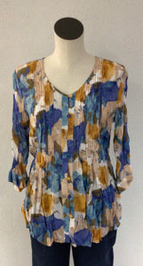 Ethyl Gold/Blue Button Front Top G69B02