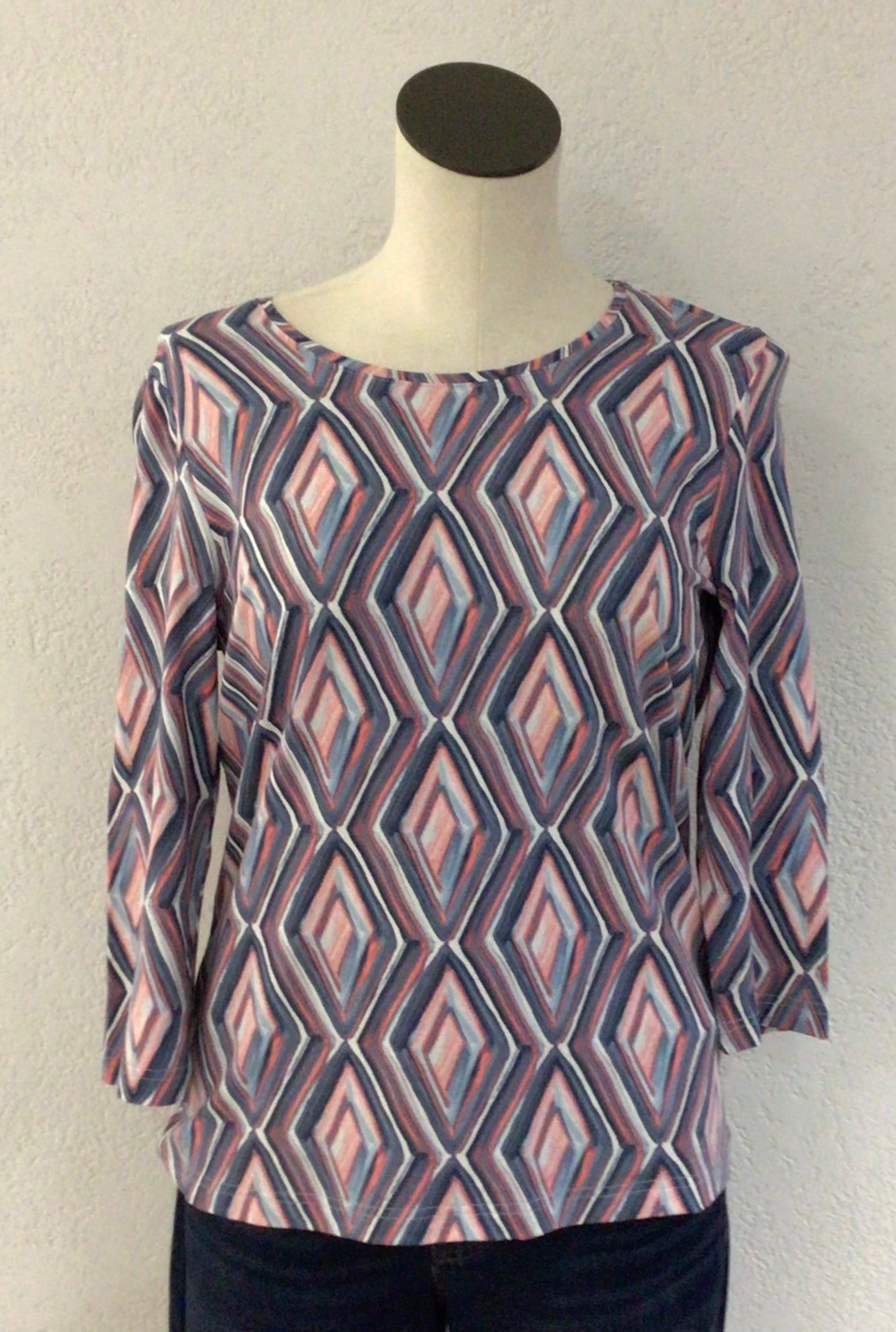 Sunday Pink and Blue Print Top 6103-770