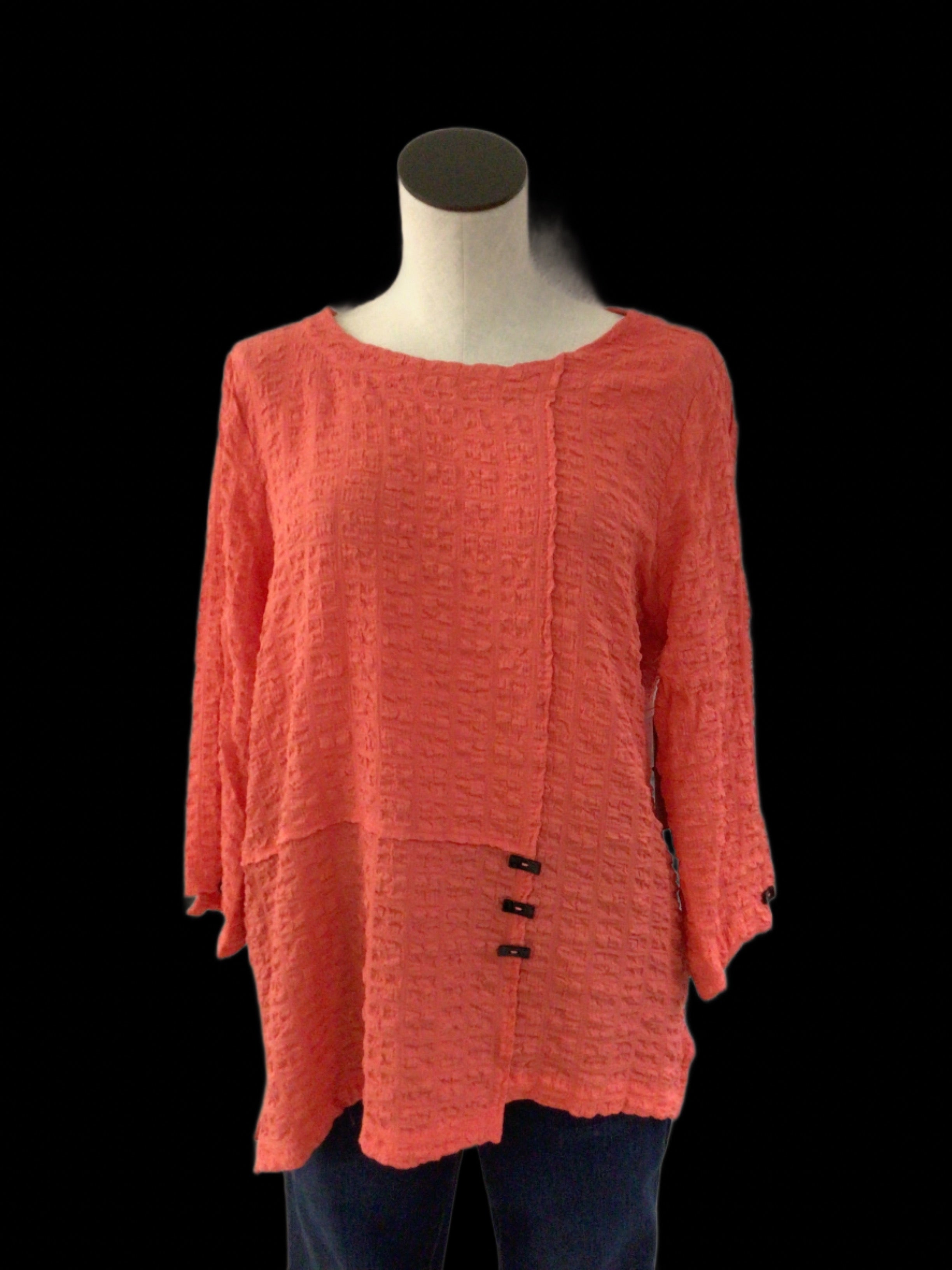 Ali Miles Coral Textured Pullover Top A54110TM