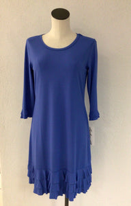 Lulu B Royal Blue 3/4 Sleeve Ruffle Trim Dress SPX4494S