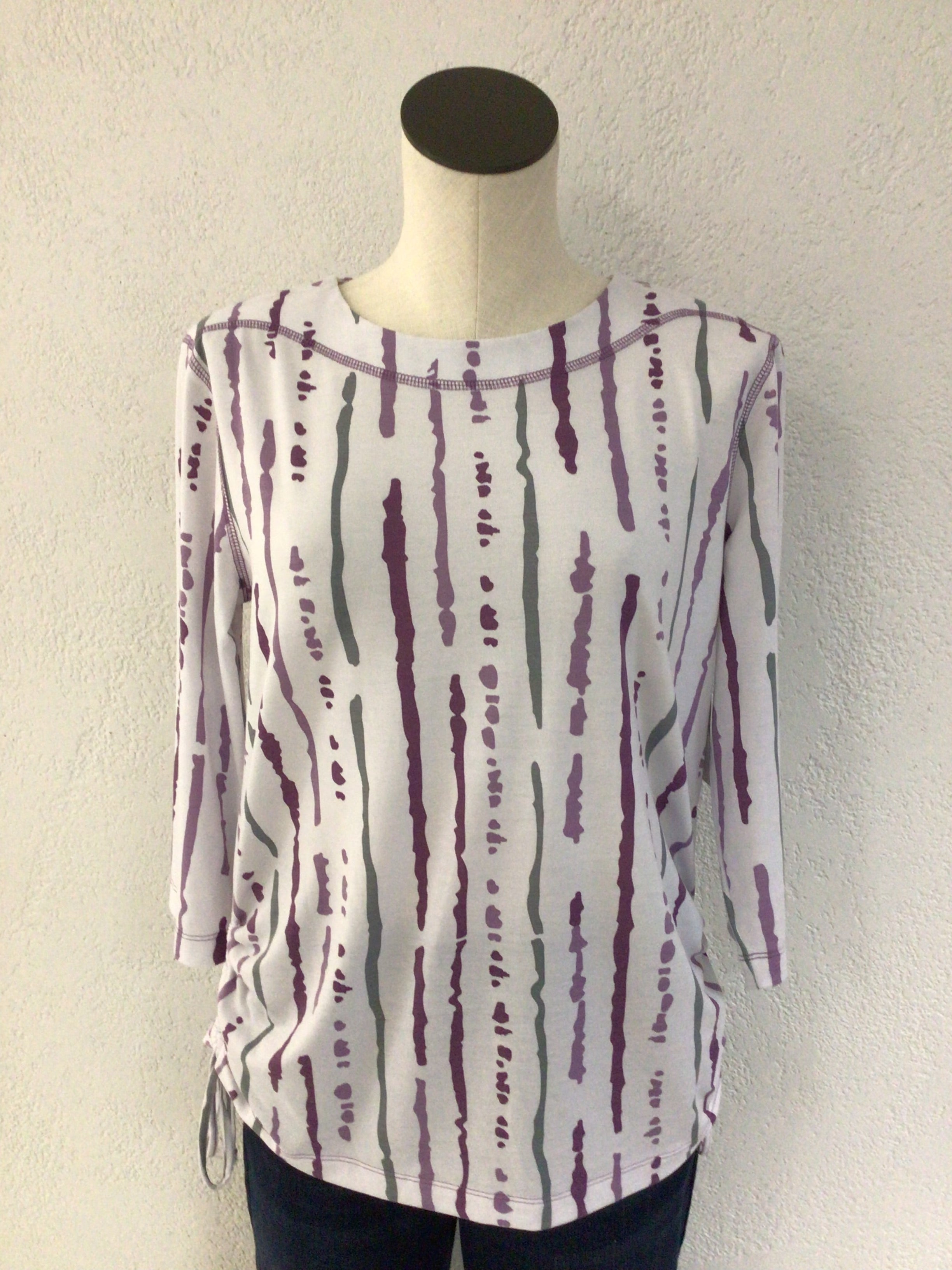 Links Purple/Grey Ruched Side Top 40b5