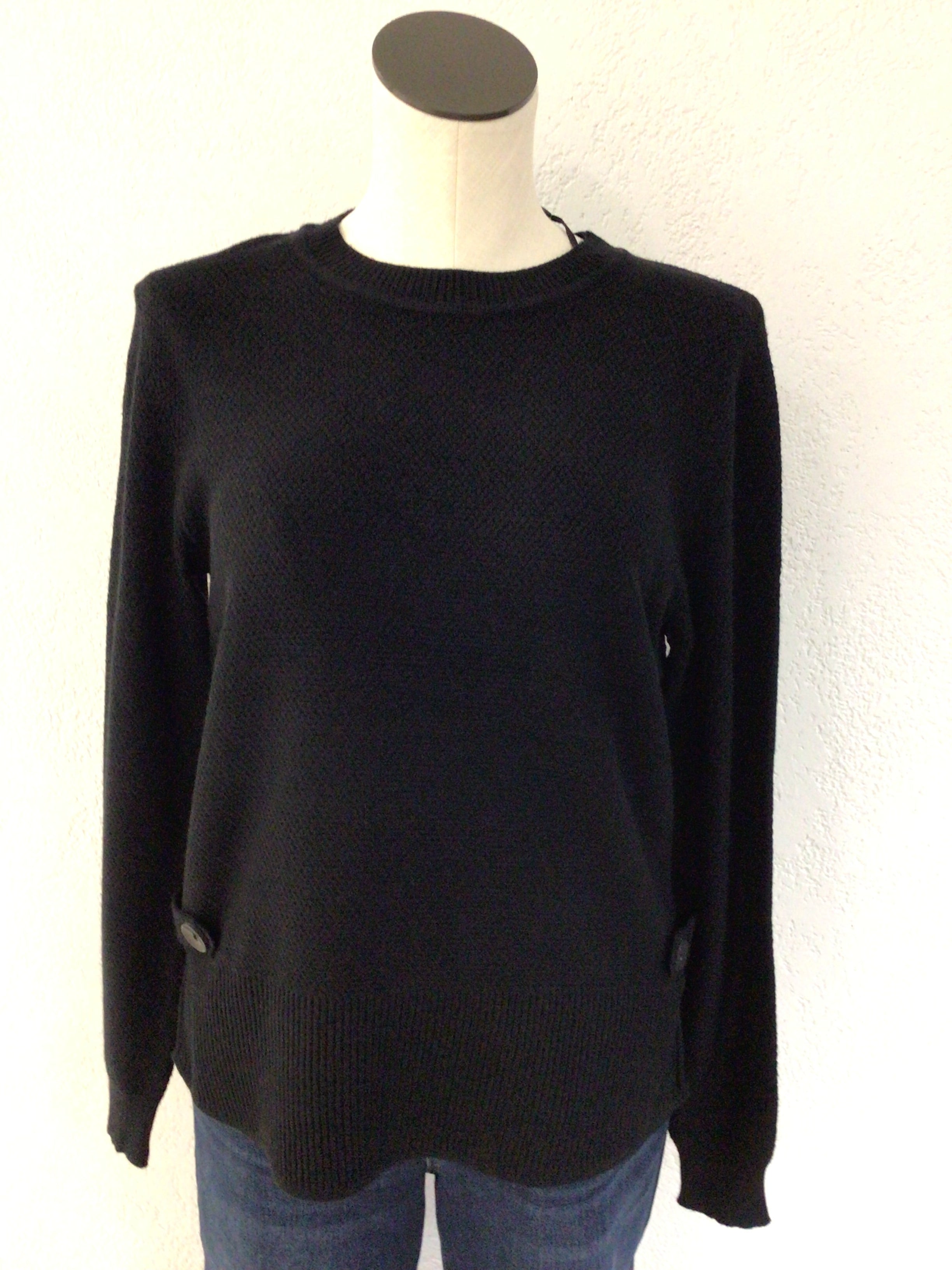 Charlie B Black Sweater with Side Tabs C2678