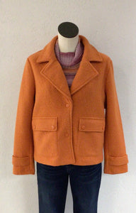 Tribal Burnt Orange Pea Coat 5581O