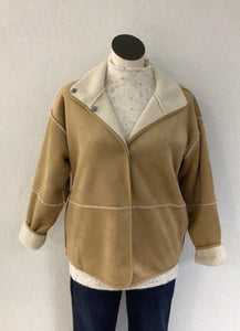 Tribal Tan Faux Suede Reversible Coat 1977O