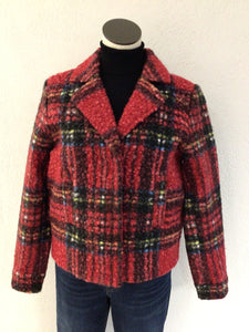 Charlie B Cranberry Plaid Moto Jacket C6334