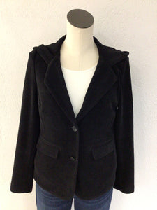 Charlie B Black Knit Corduroy Hooded Jacket C6333