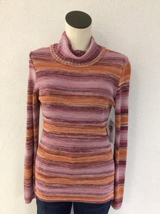 Tribal Port Wine Stripe Turtleneck Sweater 5614O