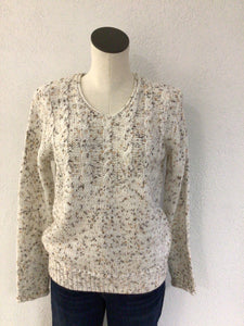 Charlie B Cream V Neck Sweater C2755