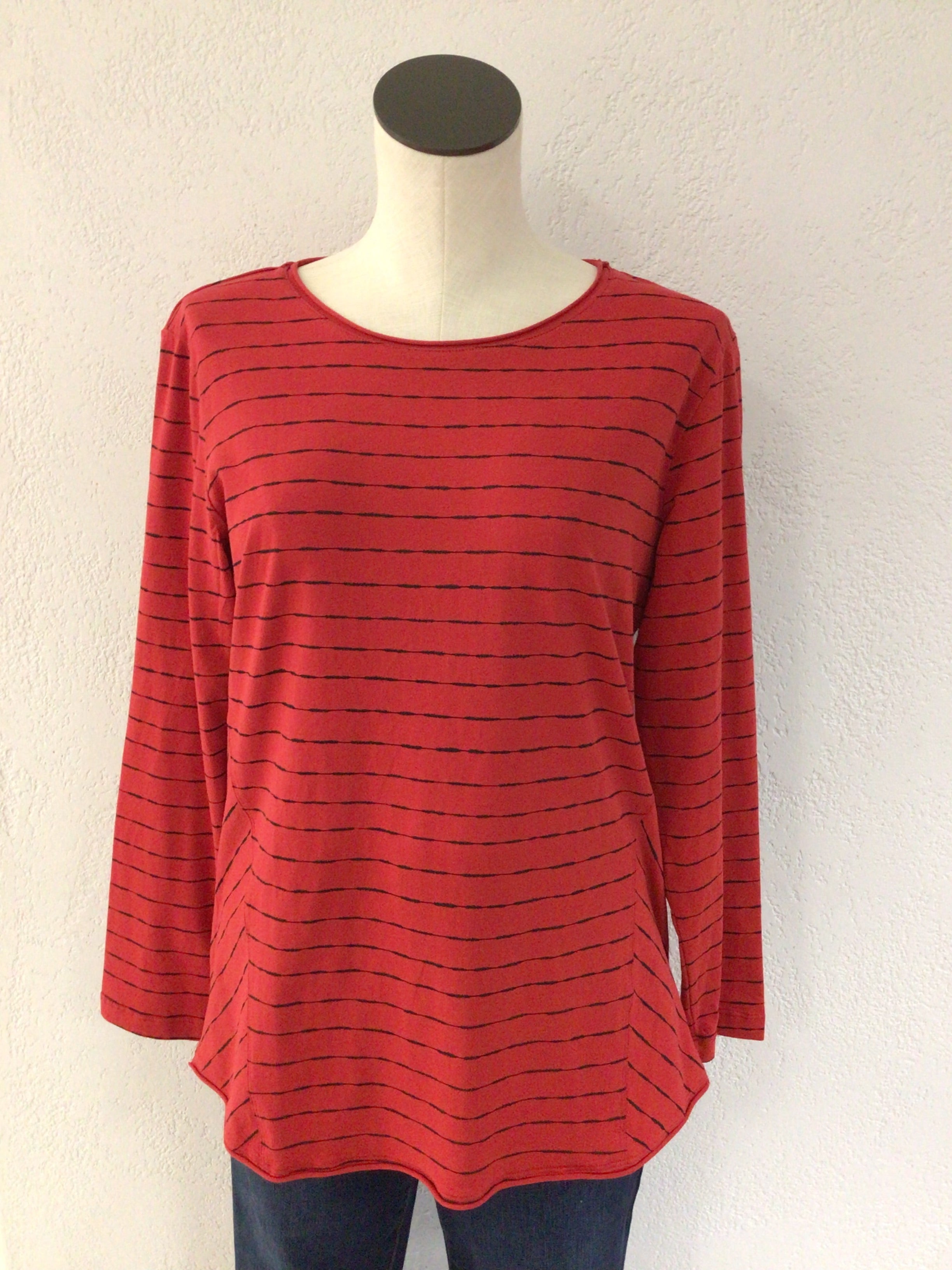 Wild Palms Red/Black Broken Stripe Top 1240