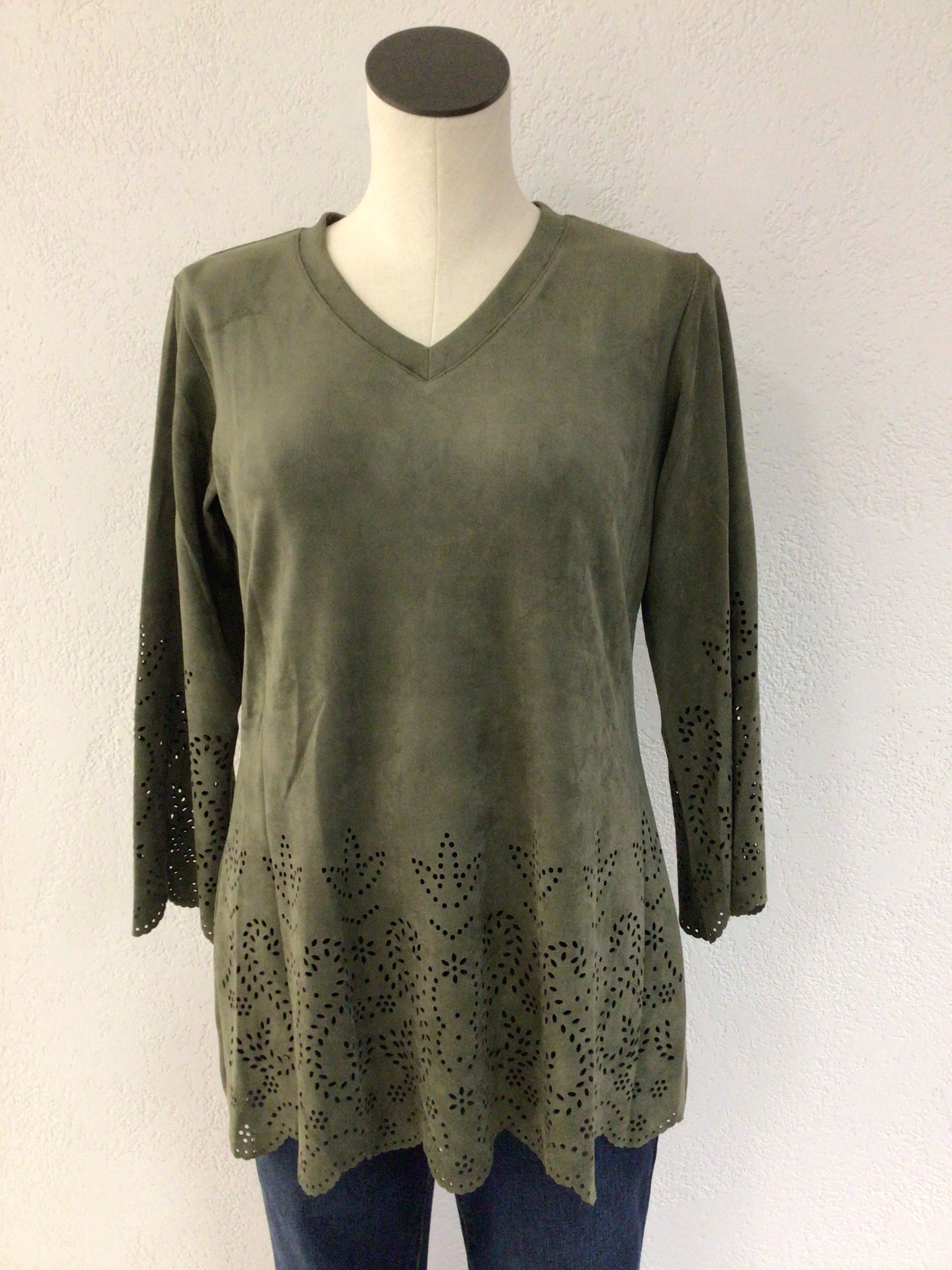 Ethyl Olive Sueded Knit Top 24162OLV