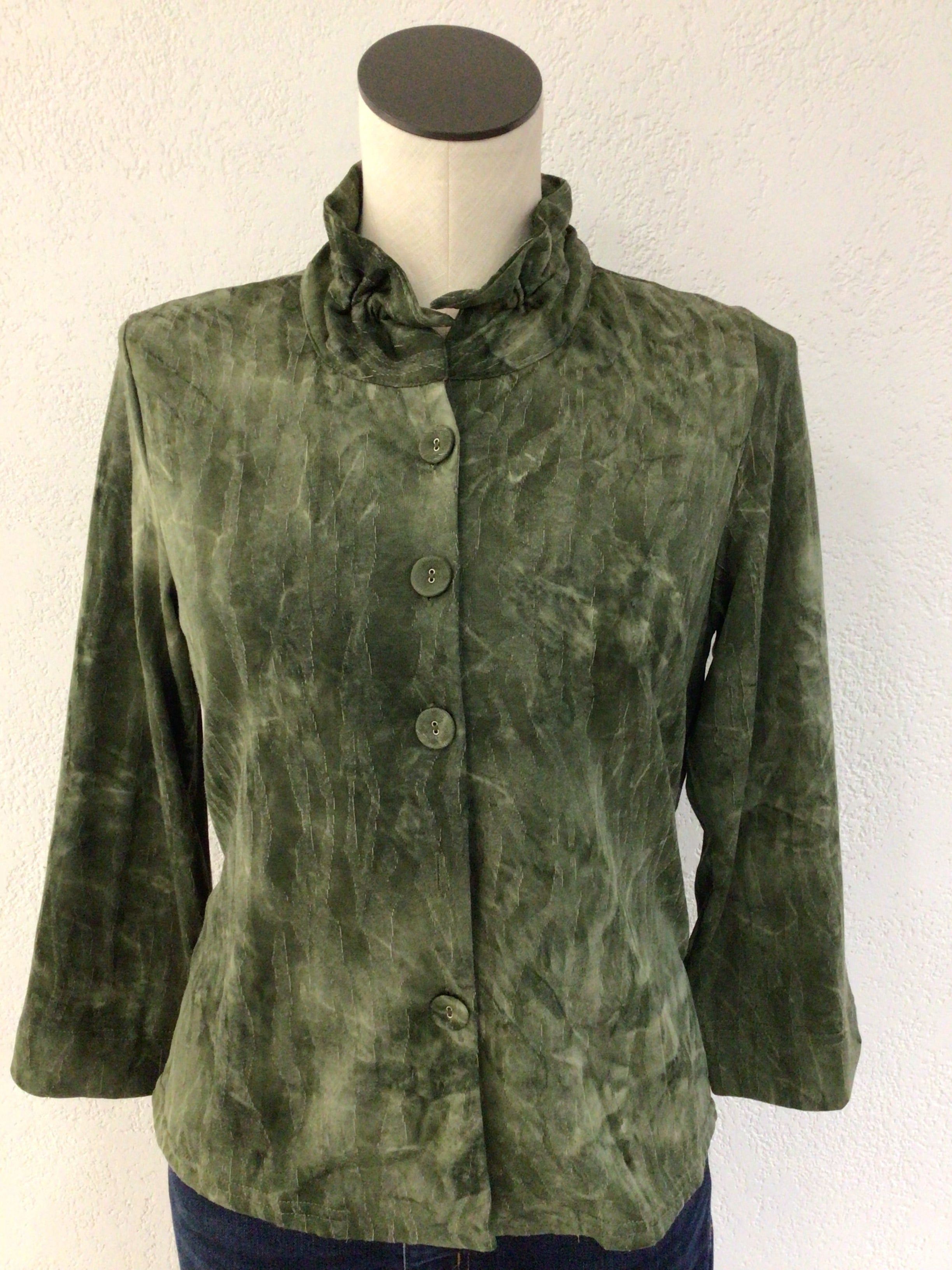 Ethyl Olive Collared Top 24218OLV