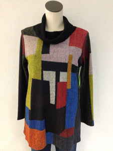 Trisha Tyler Multi Color Cowl Neck Top TT11615