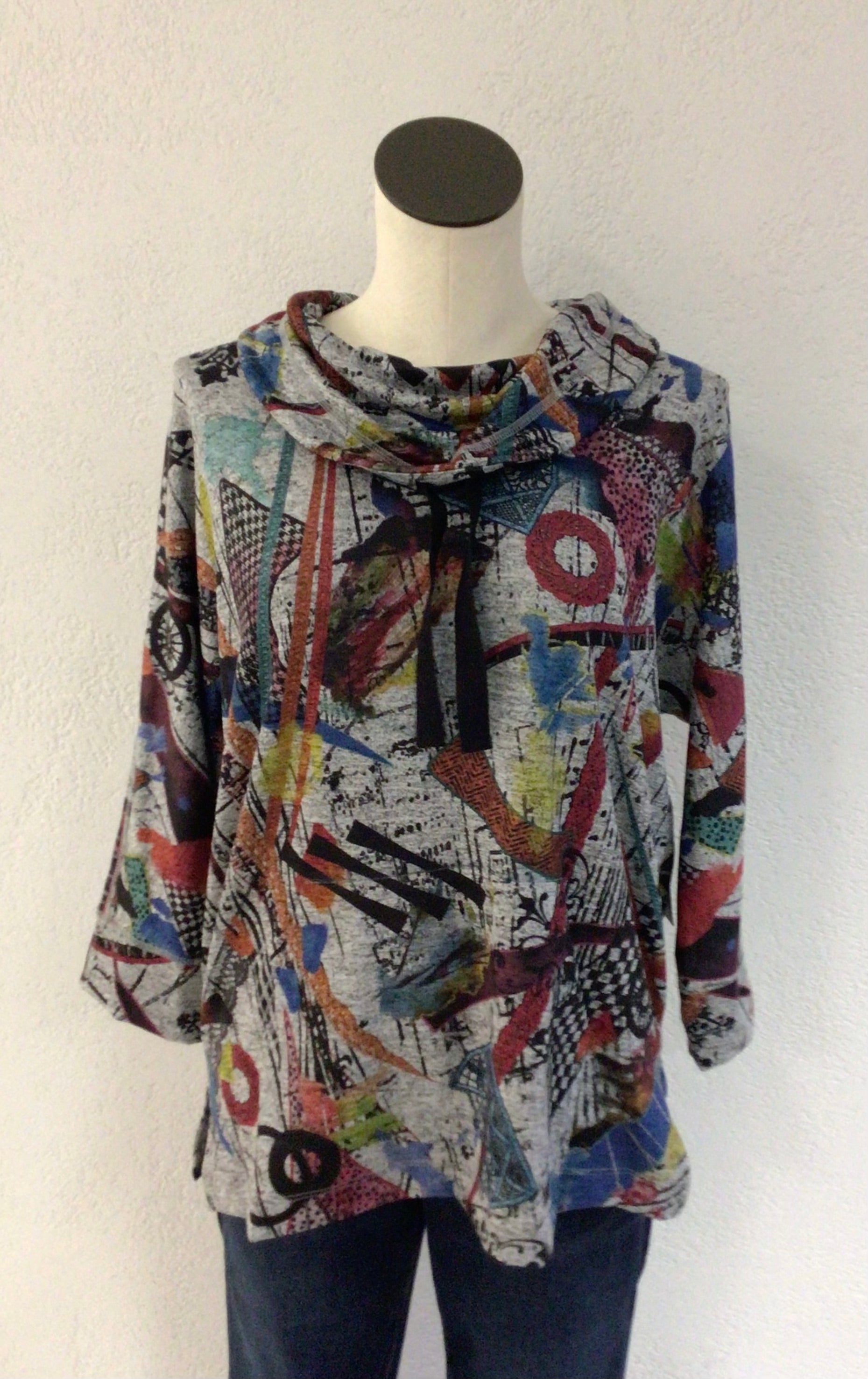 Ali Miles Graffiti Print Cowl Neck Top A44624M