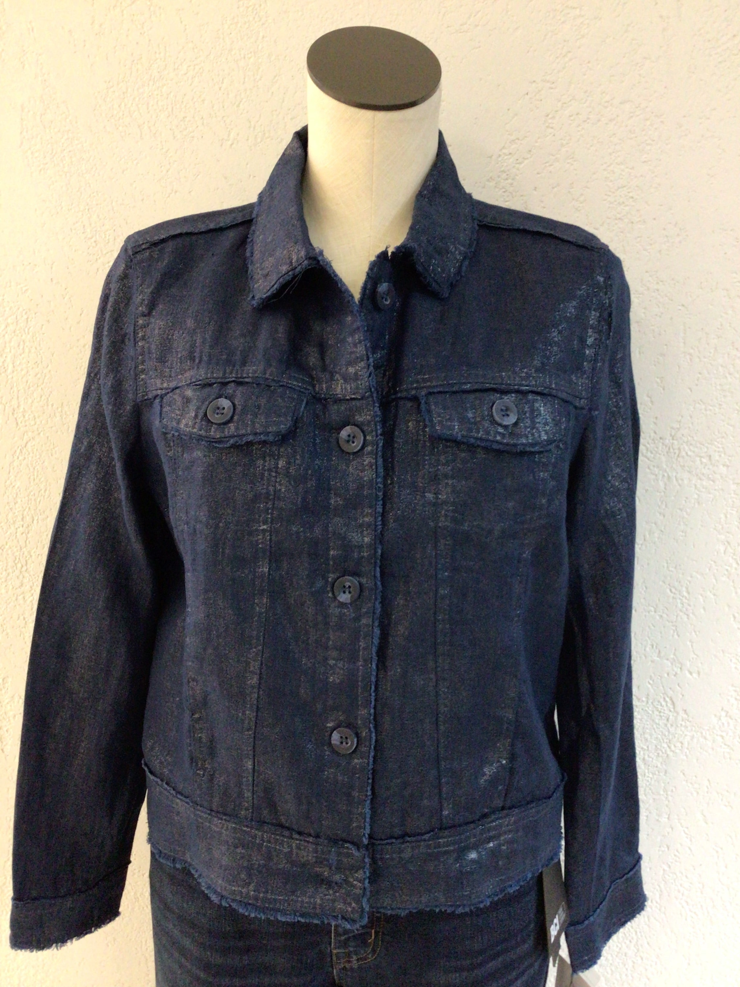 Lulu B Navy Metalllic Linen Jacket LIN7403M