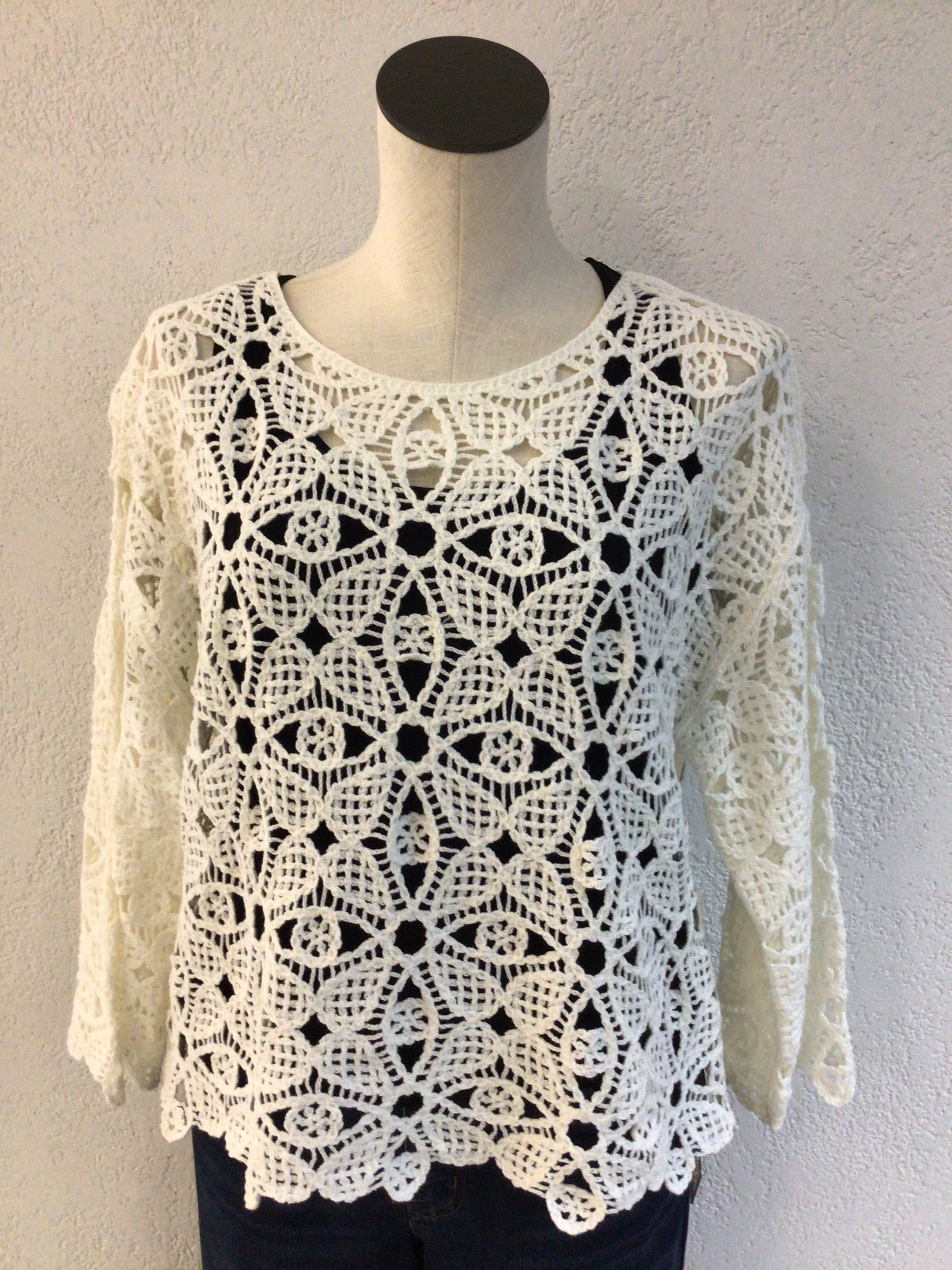 Charlie B Natural Crochet Top C4499