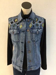 Ethyl Embroidered Denim Vest V6BWEMB