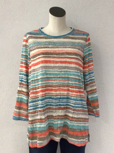 Multiples Crinkle Stripe Top M33204TM