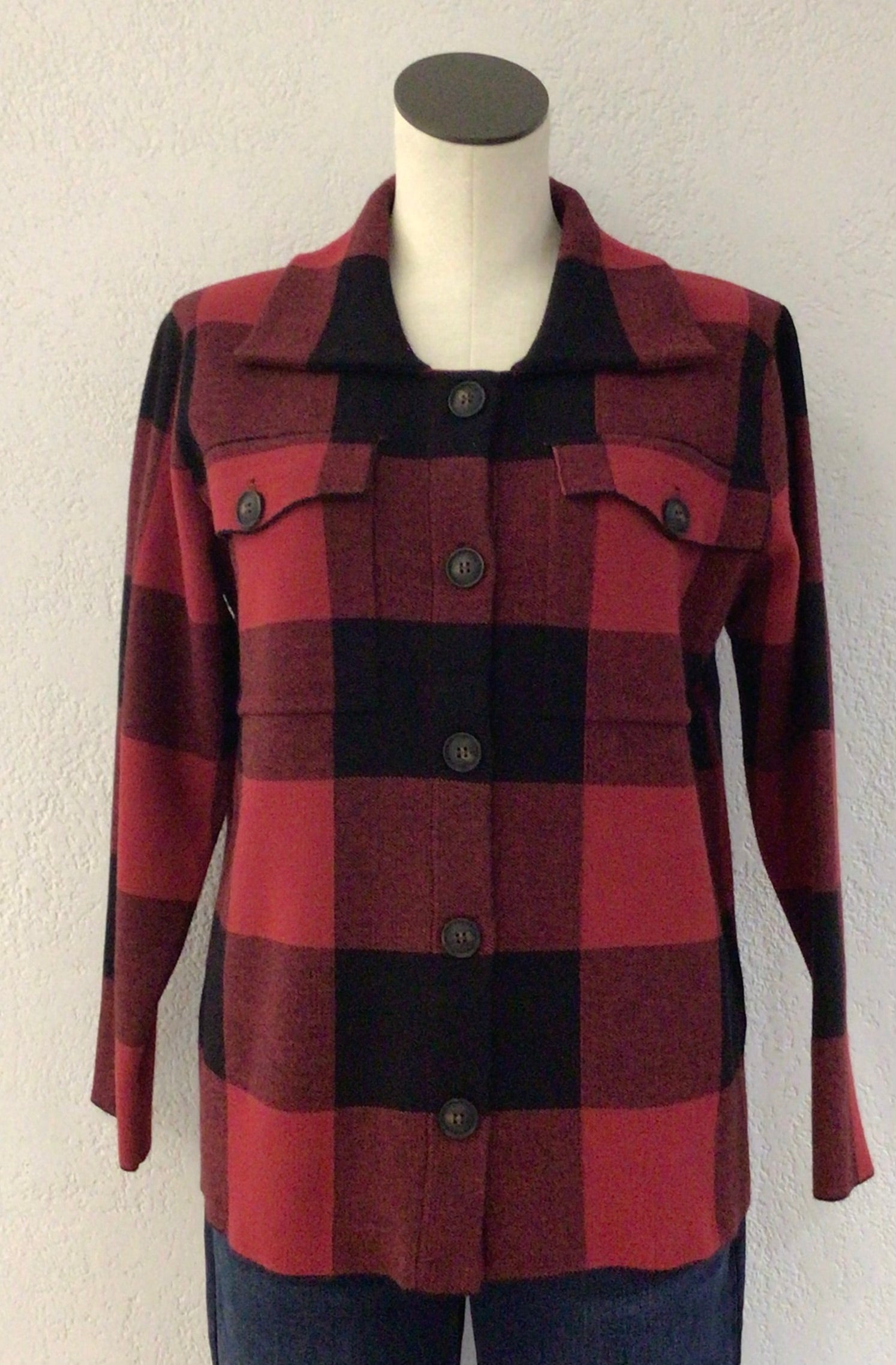 Ethyl Black and Red Plaid Jacket 212132RE