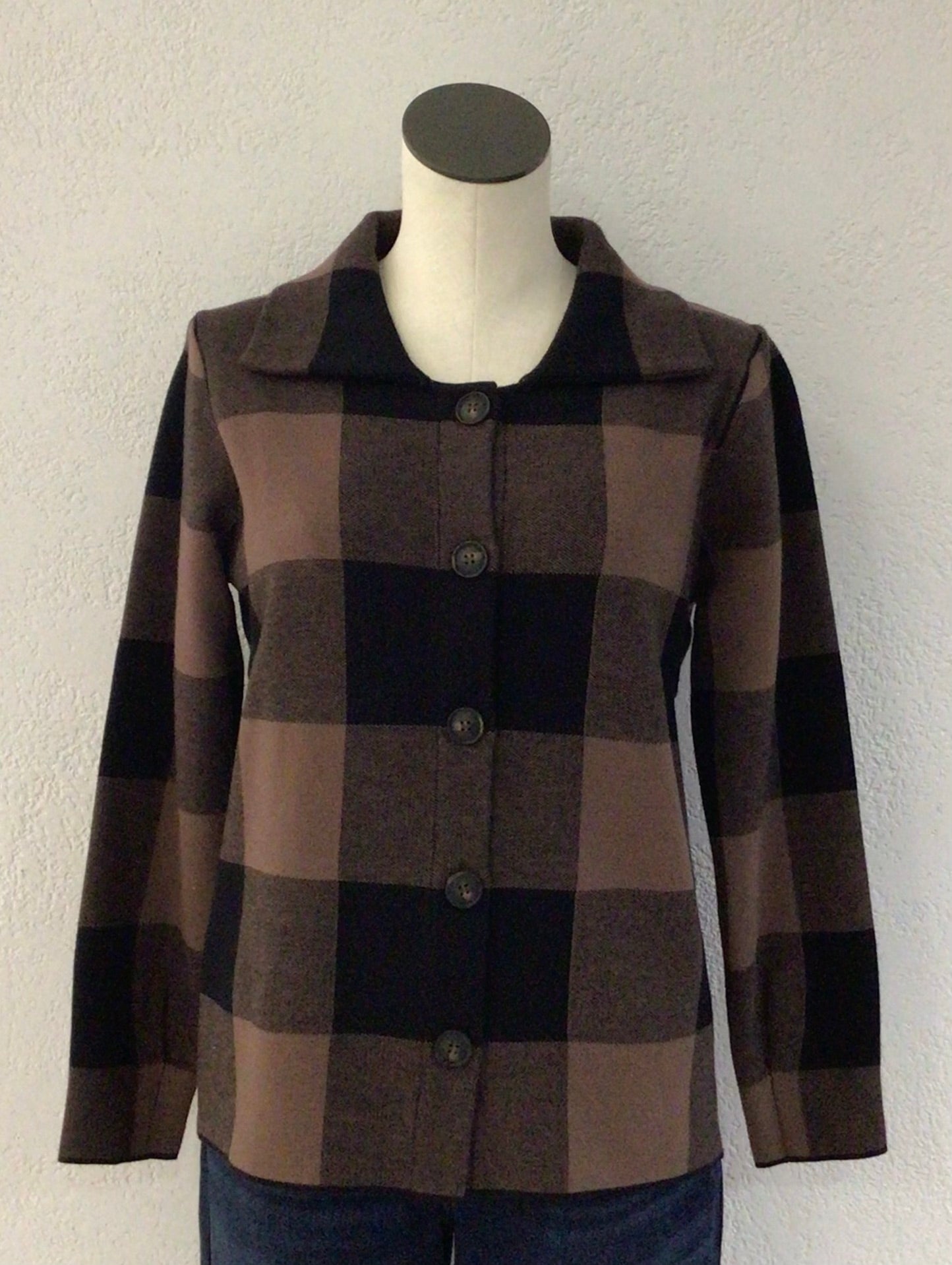 Ethyl Black and Brown Plaid Jacket 212132BR