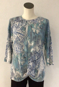 Seven Forty Two Blue Aztec Print Top 429A
