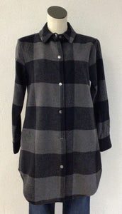 Keren Hart Black/Grey Plaid Long Shirt Jacket 65019