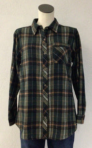 Keren Hart Green Plaid Flannel Shirt 75007