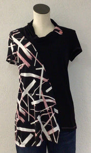 Bali Short Sleeve Black/Pink Top 8290