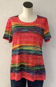 Periwinkle Bright Stripe Short Sleeve Top P201#5