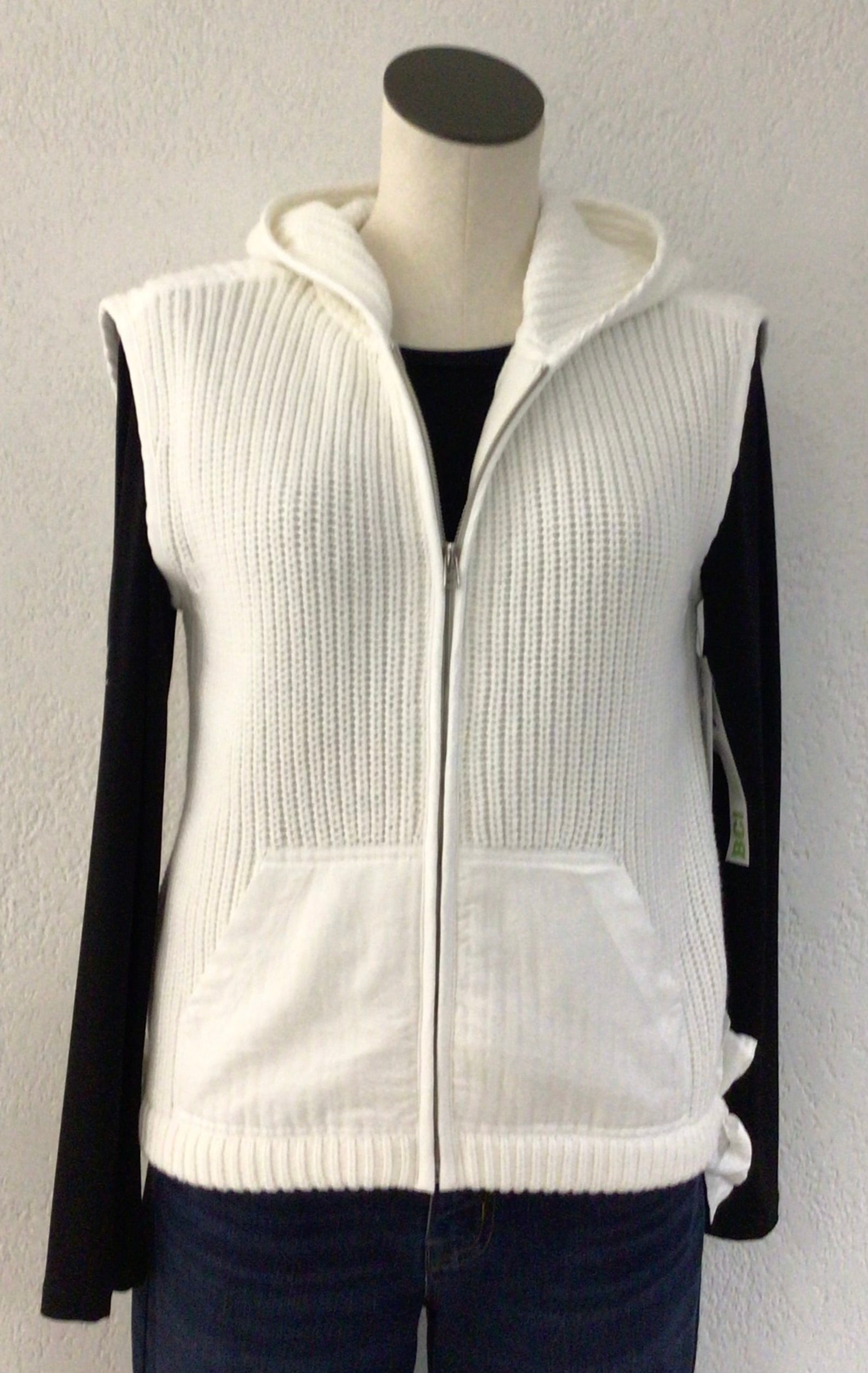 Tribal White Hooded Sweater Vest 5524O