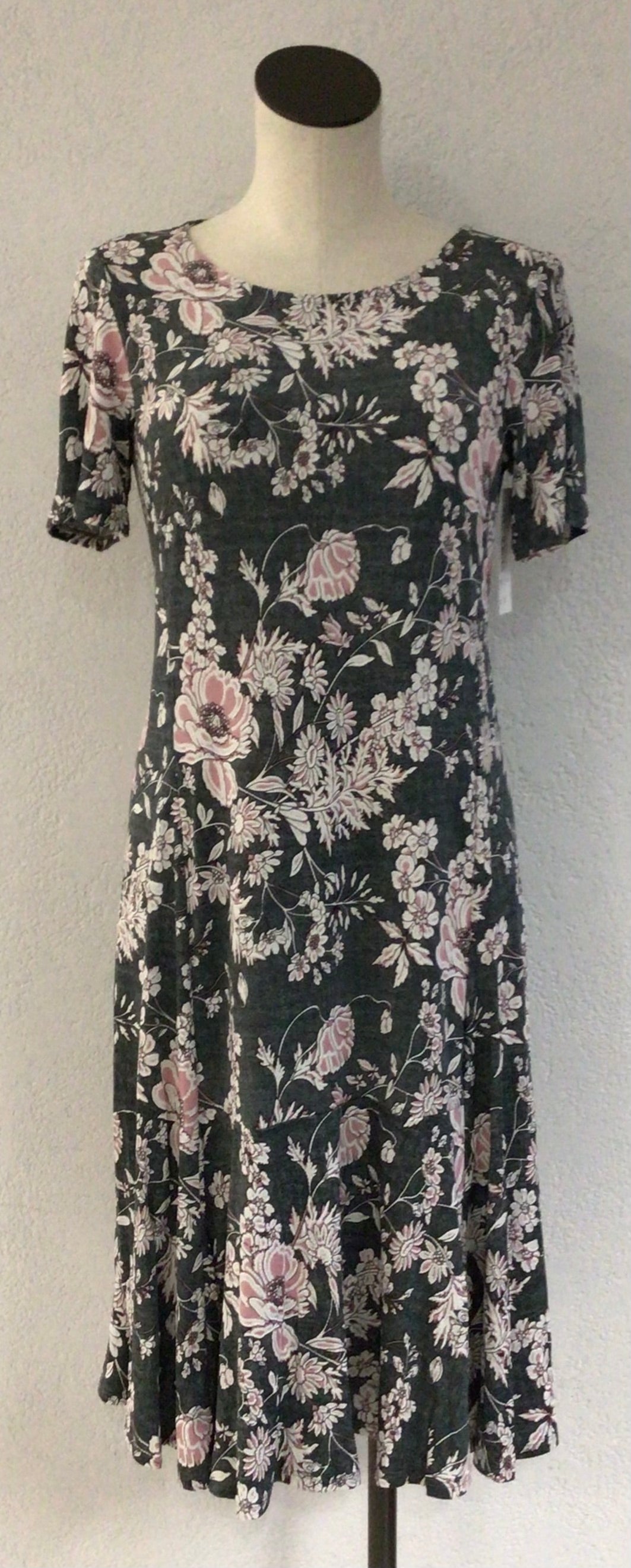 Southern Lady Grey and Pink Print Dress 6293
