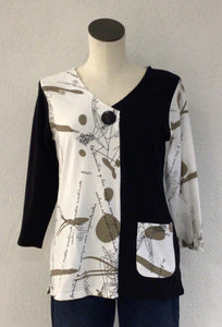 Parsley and Sage Black/White Pocket Top24T62C