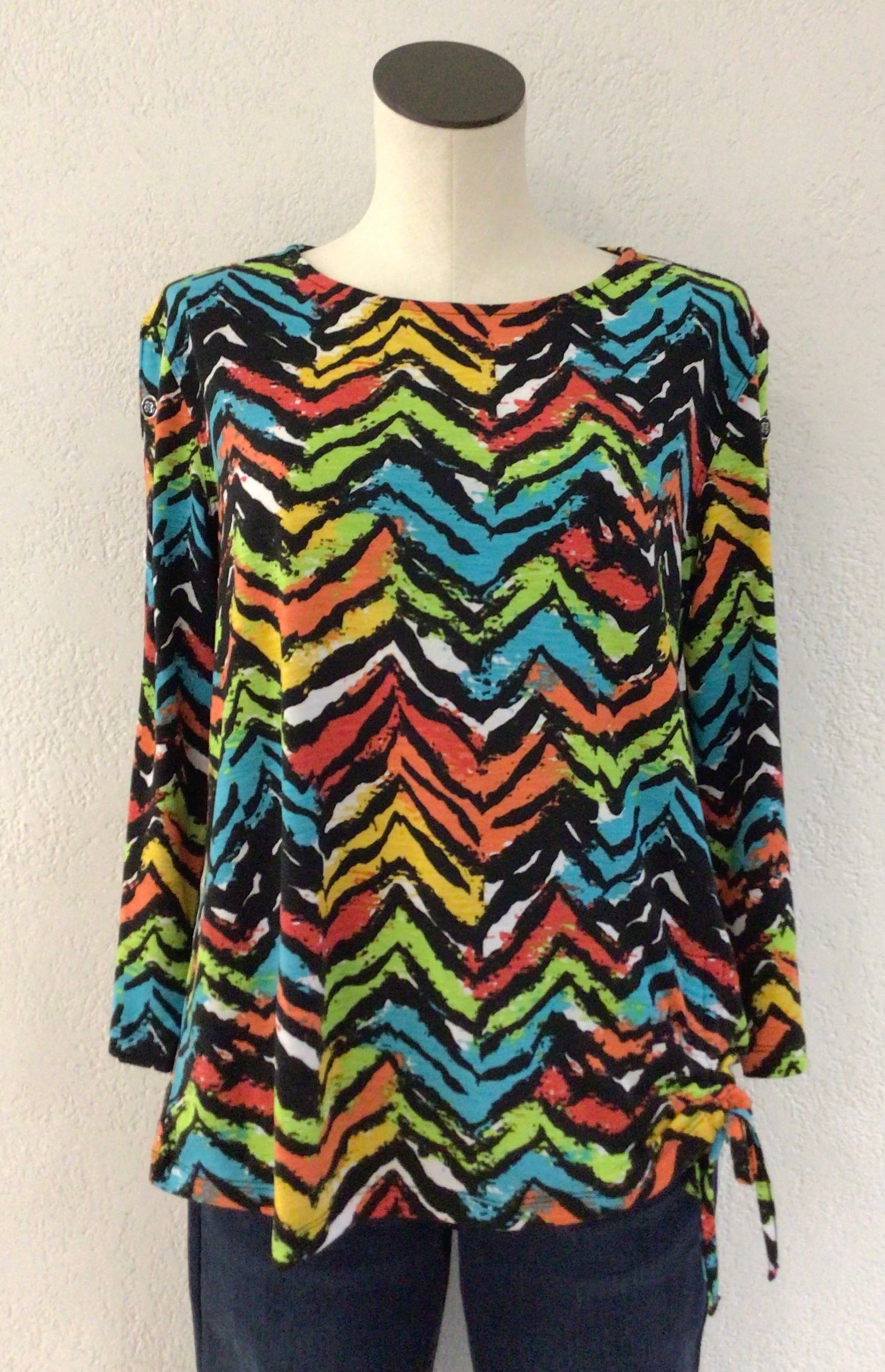 Multiples Multi Color Chevron Print Top M14103TM