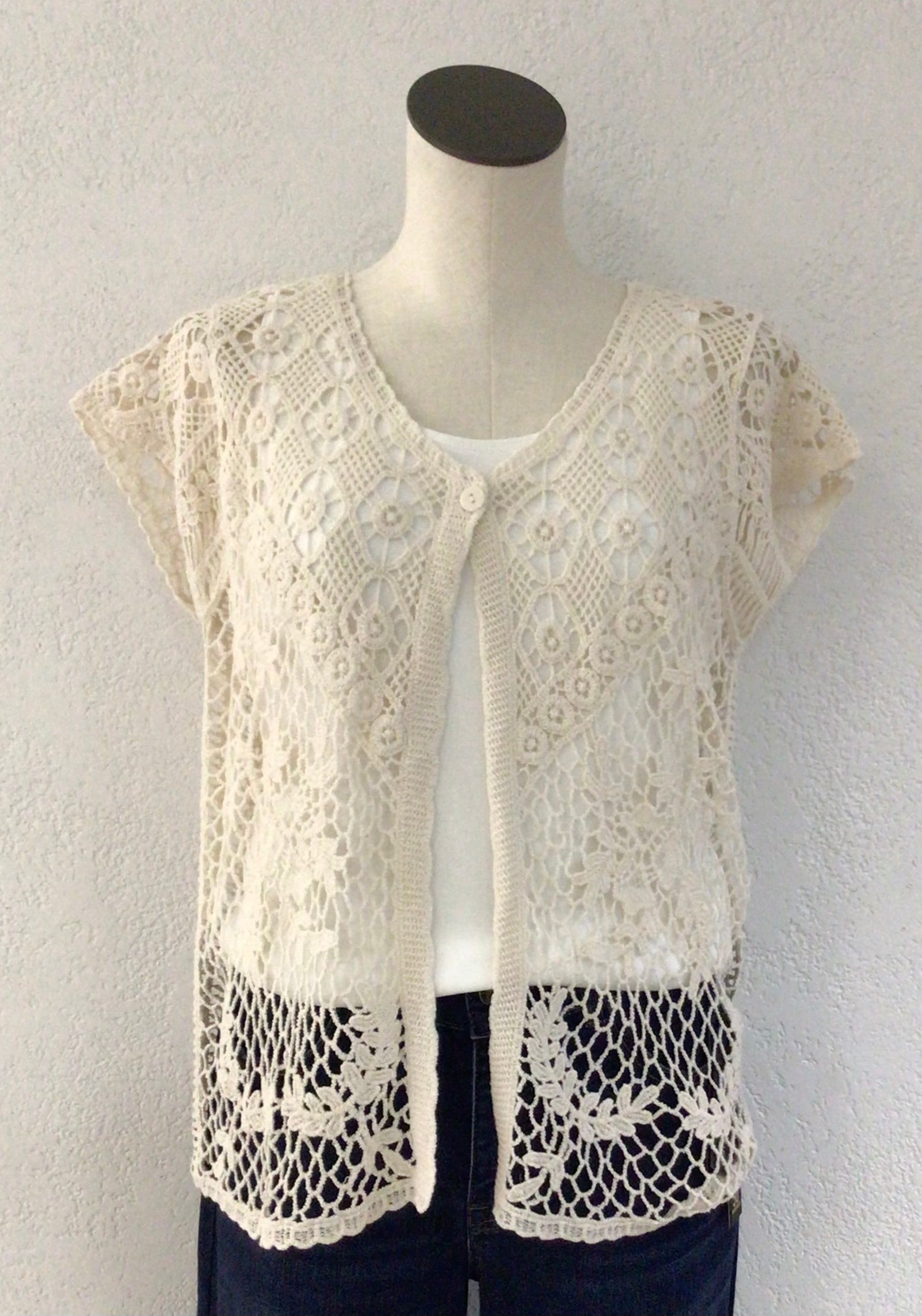 Keren Hart Sand Crocheted Cardigan 36018SND