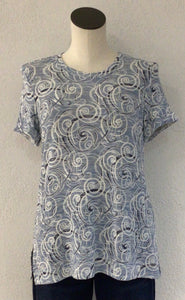 Bali Short Sleeve Blue Print Top 8288