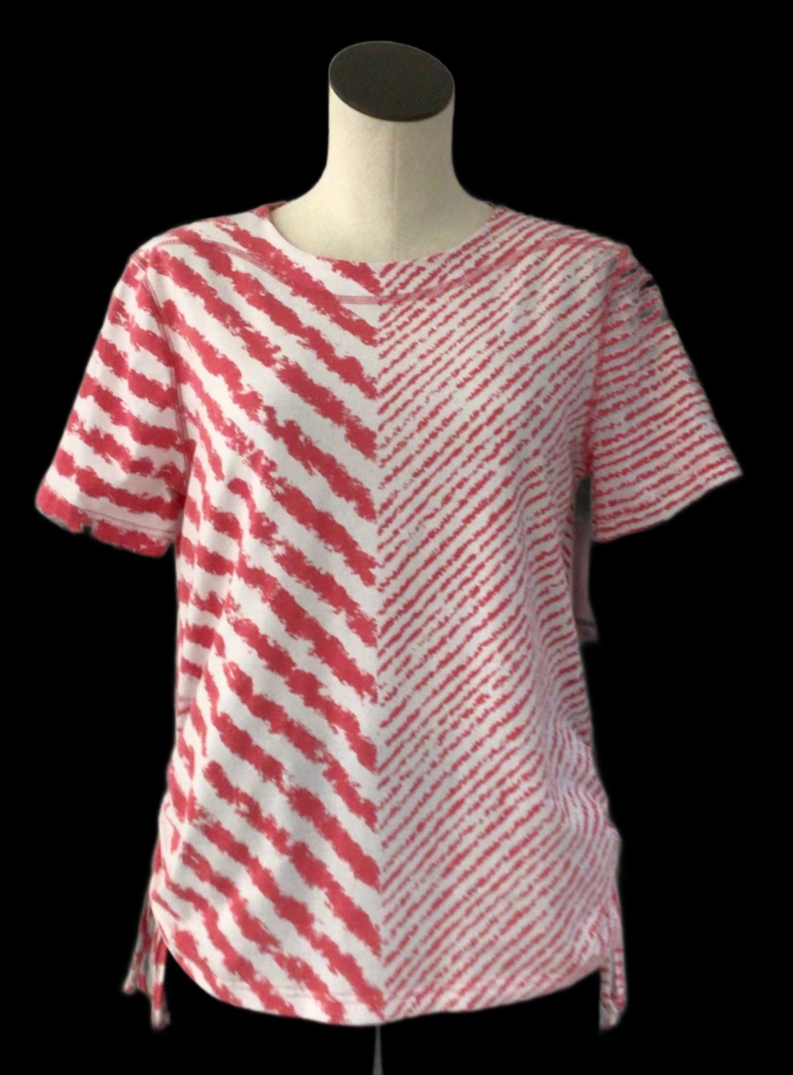 Southern Lady Coral and White Short Sleeve Top 472D