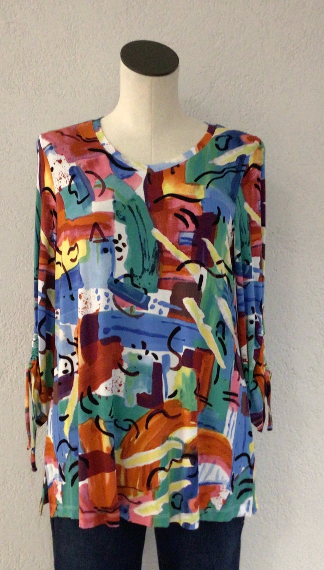 Ali Miles V Neck Multi Color Top A34717TM