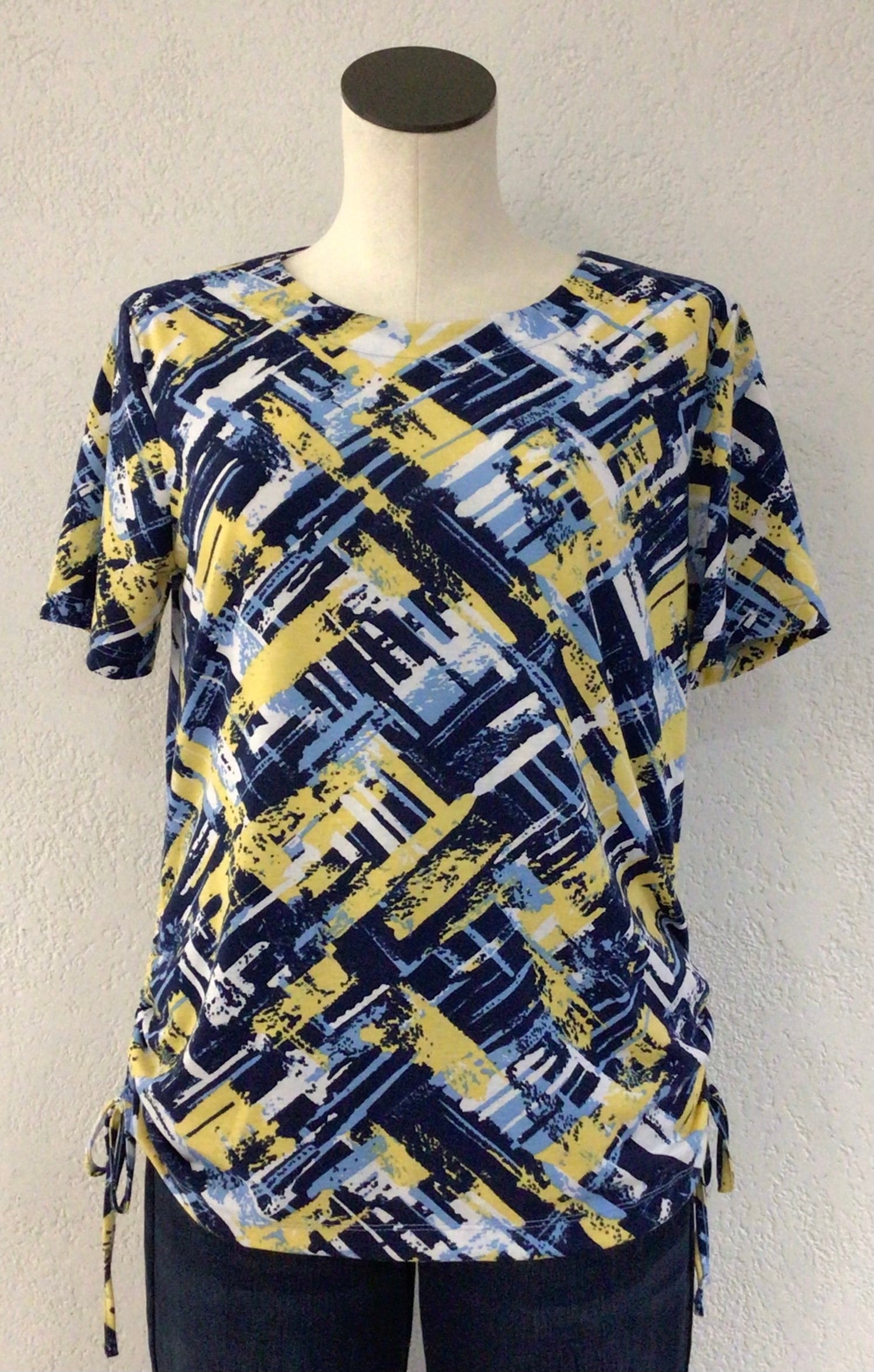 Southern Lady Yellow/Blue Short Sleeve Shirt 456C