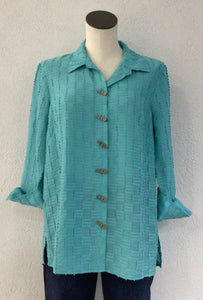 Multiples Aqua Button Front Blouse M34609BM