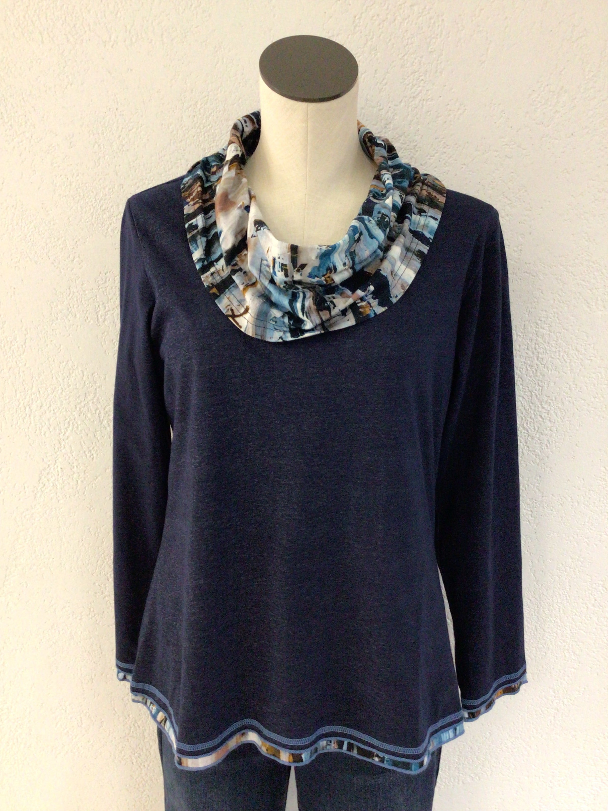 Parsley and Sage Navy Lizzie Cowl Neck Top 24W213C12