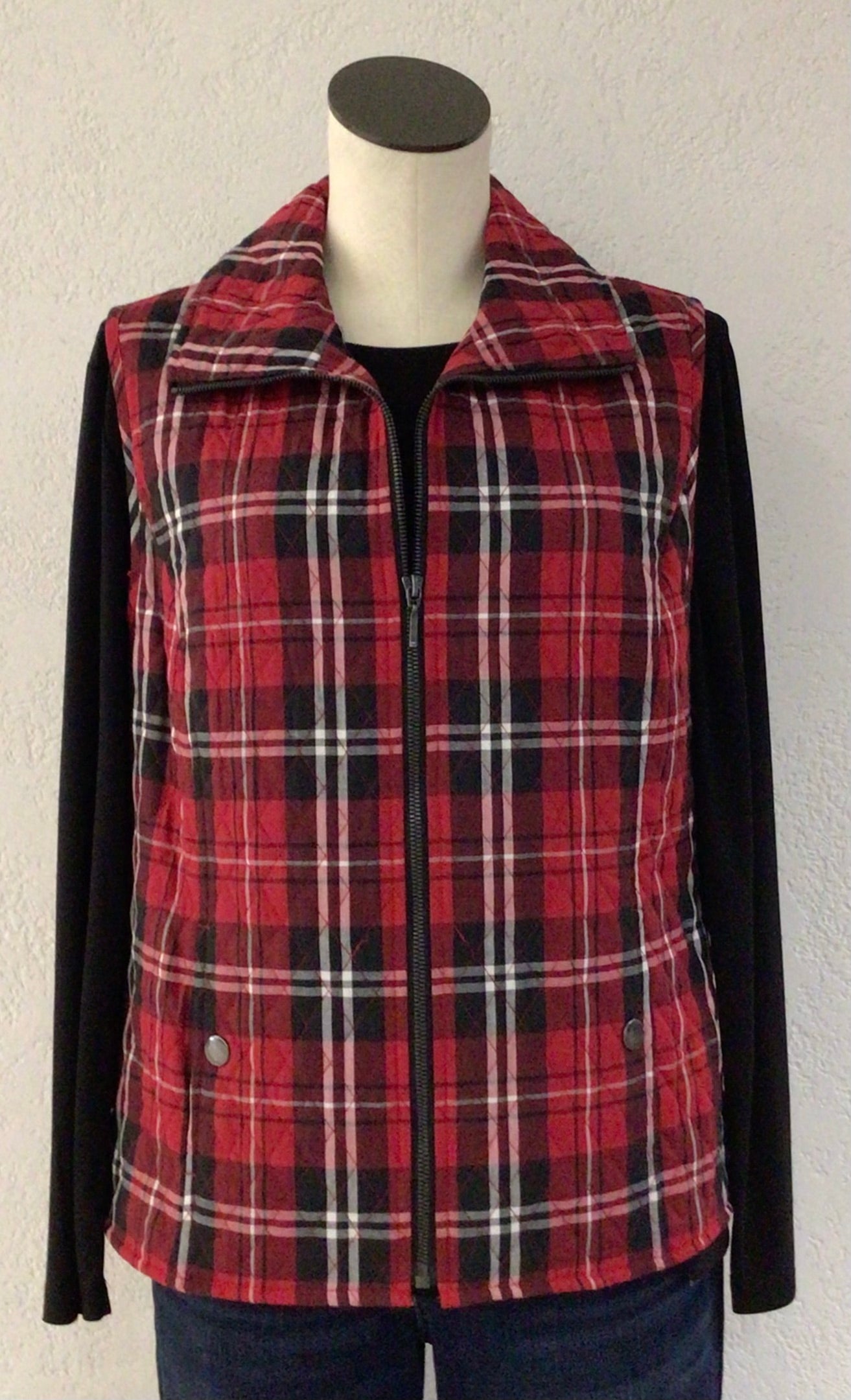 Southern Lady Red/Black Plaid Vest 0091