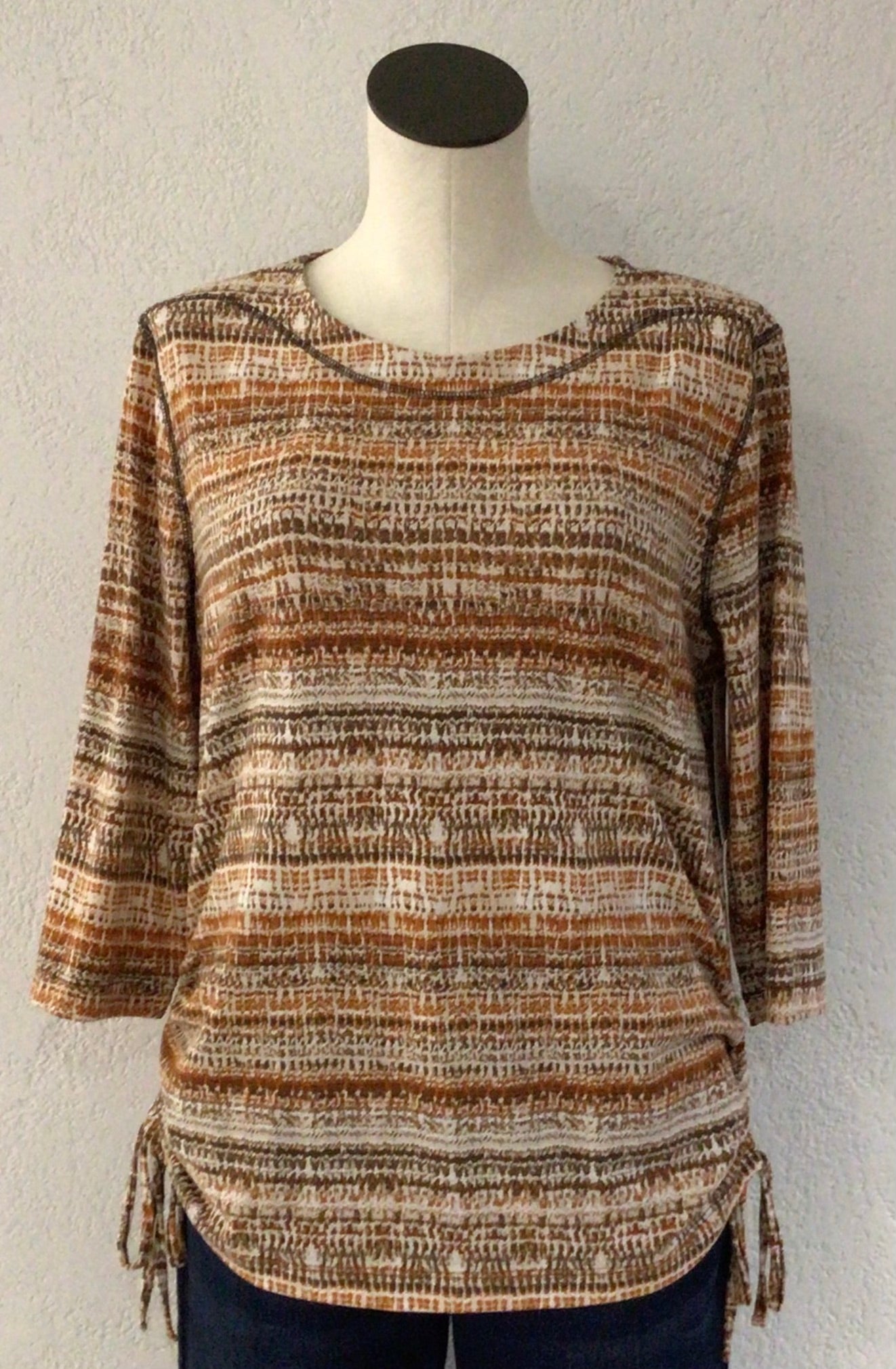 Links Rust/Tan 3/4 Sleeve Top 40J9