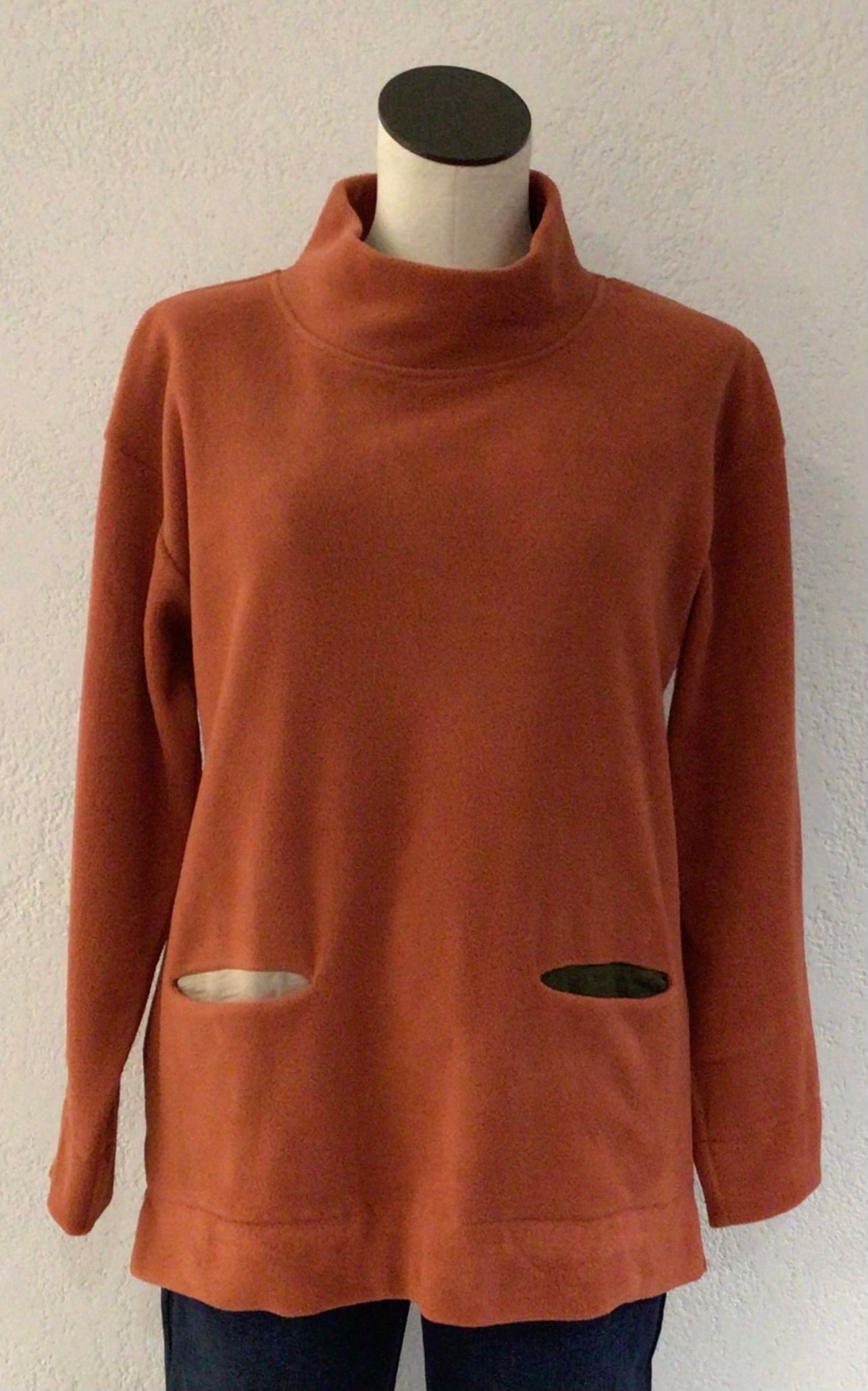 Wild Palms Persimmon Cowl Neck Top 24F13