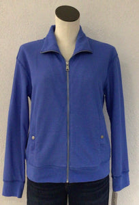 Lulu B Blue Textured Zip Jacket TXT7469