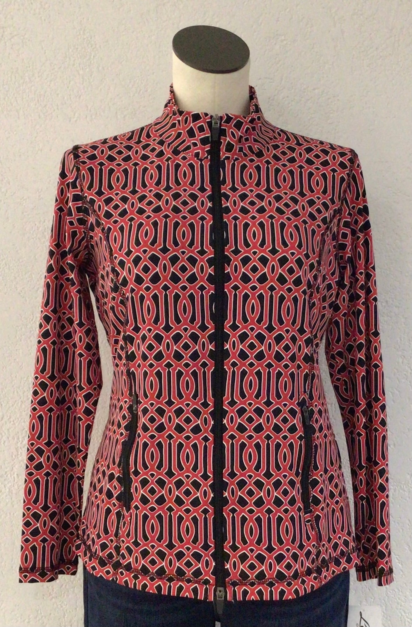 Lulu  B Red/Black Print Zip Front Jacket SPX7418P GCRE