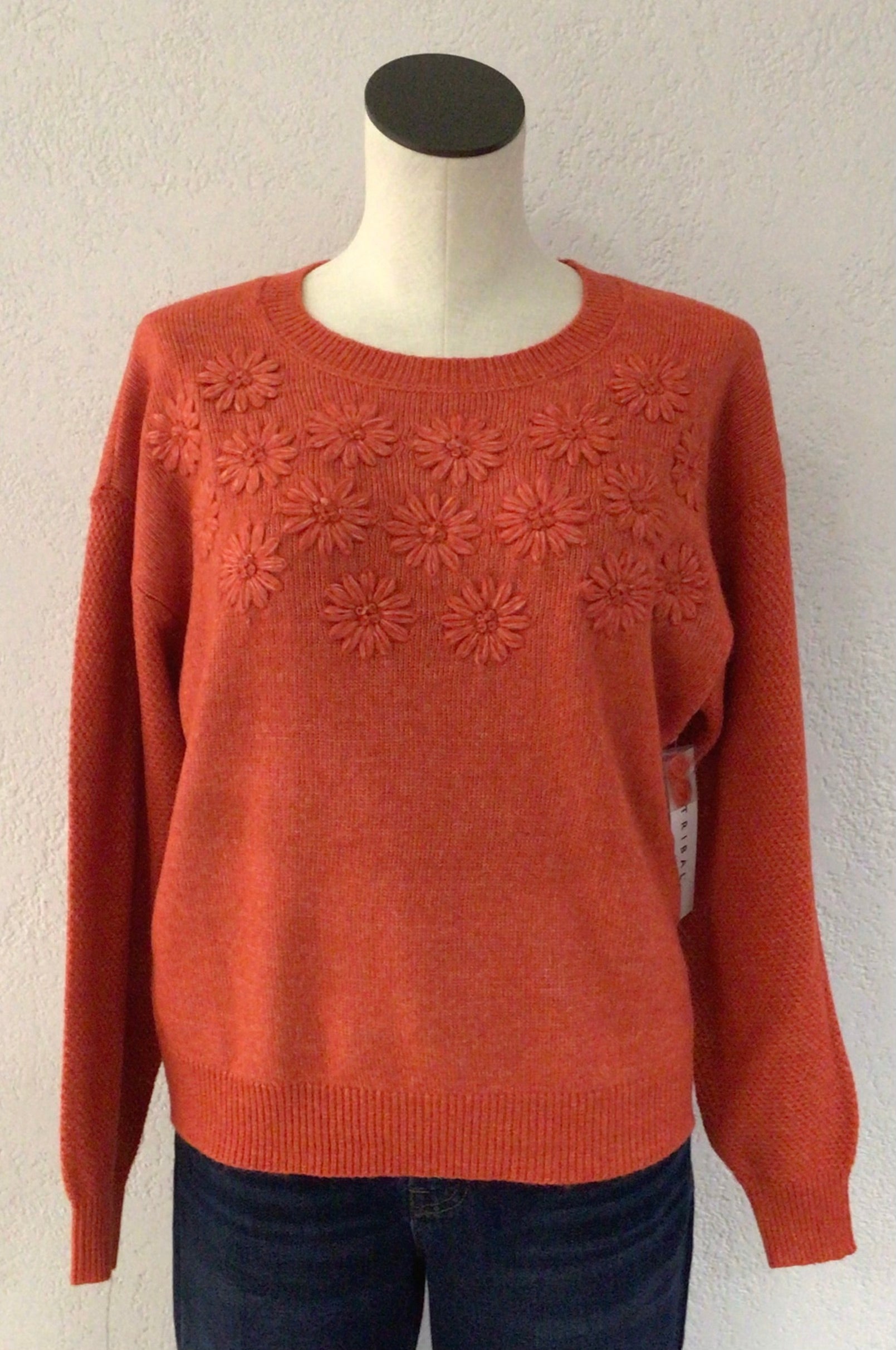 Tribal Crimson Embroidered Sweater 1960O