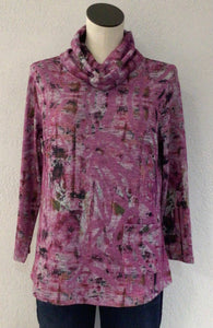 Variations Fuchsia Multi Cowl Neck Top V2923